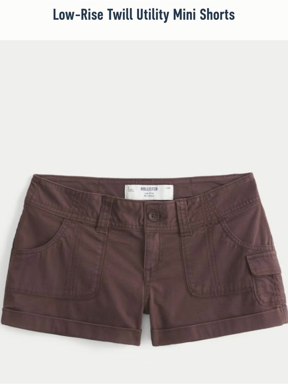 Hollister Low-Rise Twill Utility Mini Shorts — Brown
